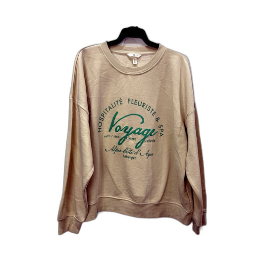 H&M Womens Beige Pullover Sweatshirt with Embroidered Logo, Size L