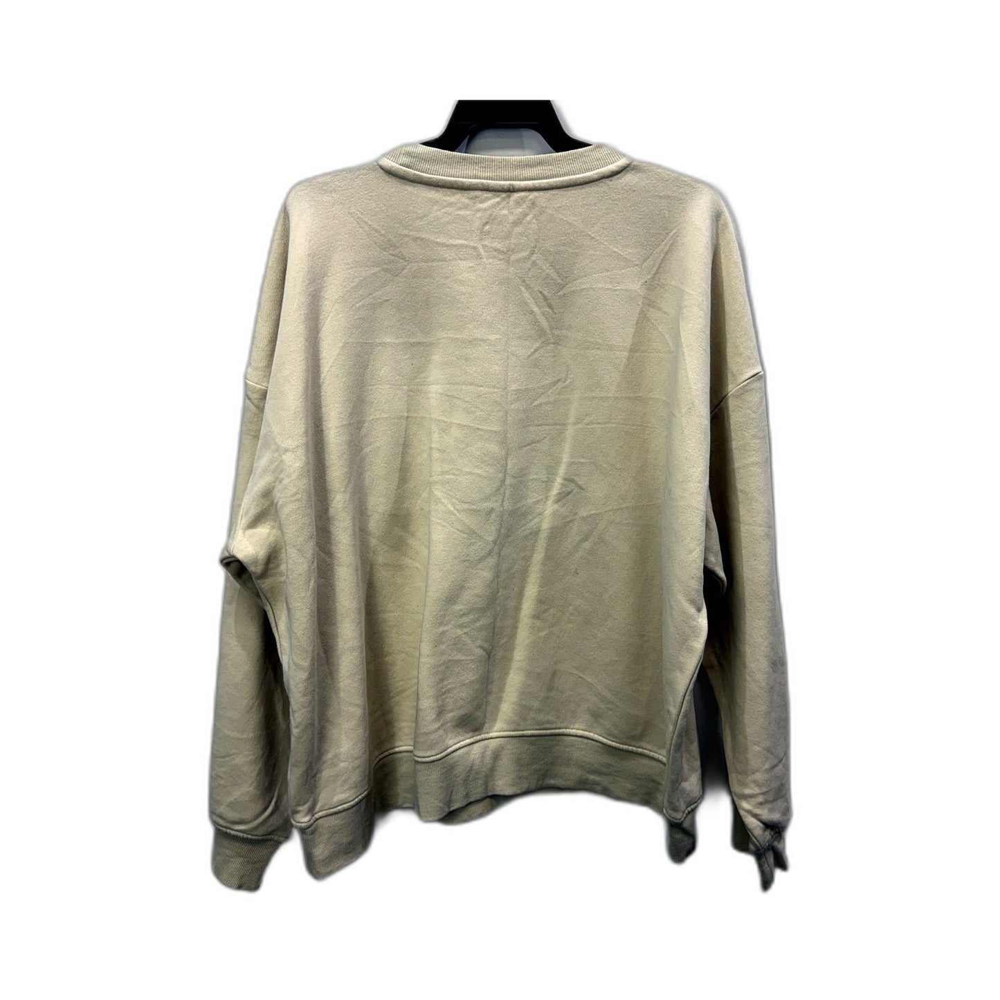 H&M Womens Beige Pullover Sweatshirt with Embroidered Logo, Size L