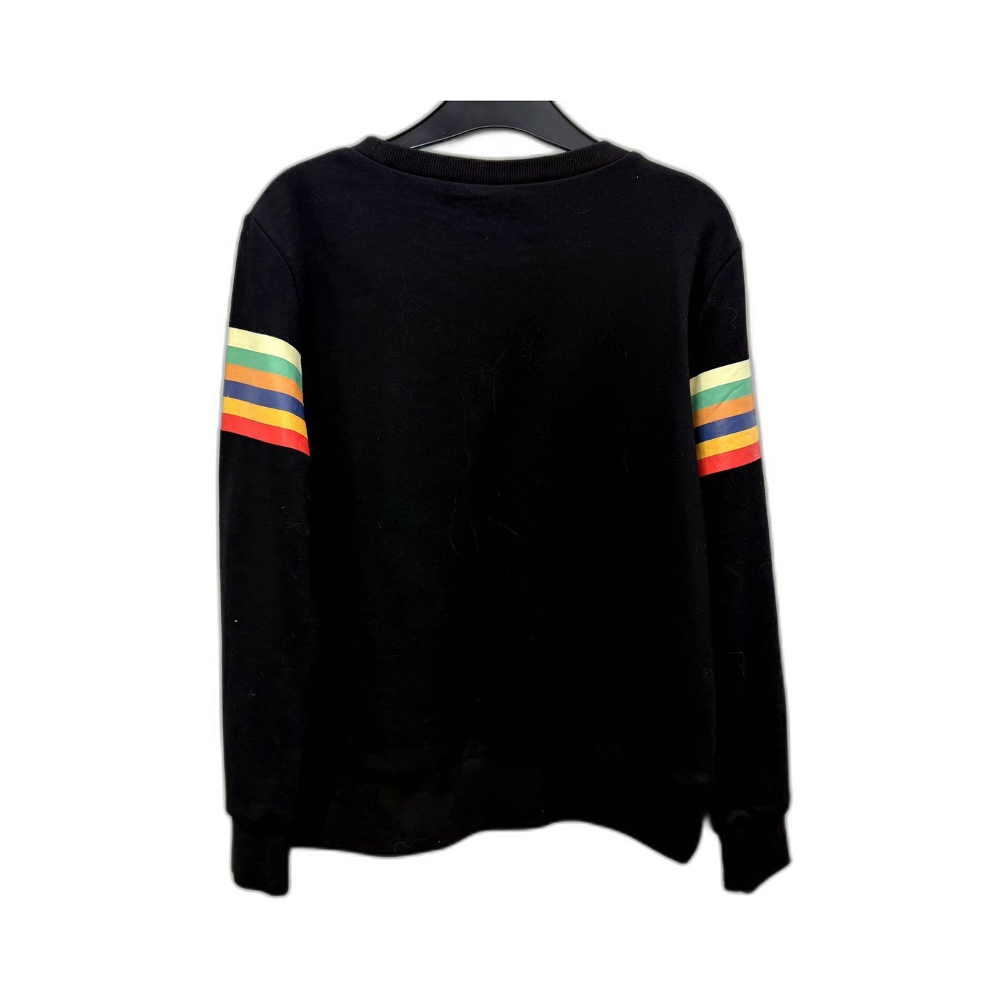 Santa Cruz Womens Stripe Strip Crew Pullover Sweatshirt Black with Rainbow NEW