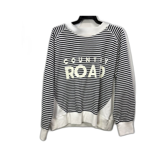Country Road Womens Striped Pullover Sweatshirt Black and White Size L