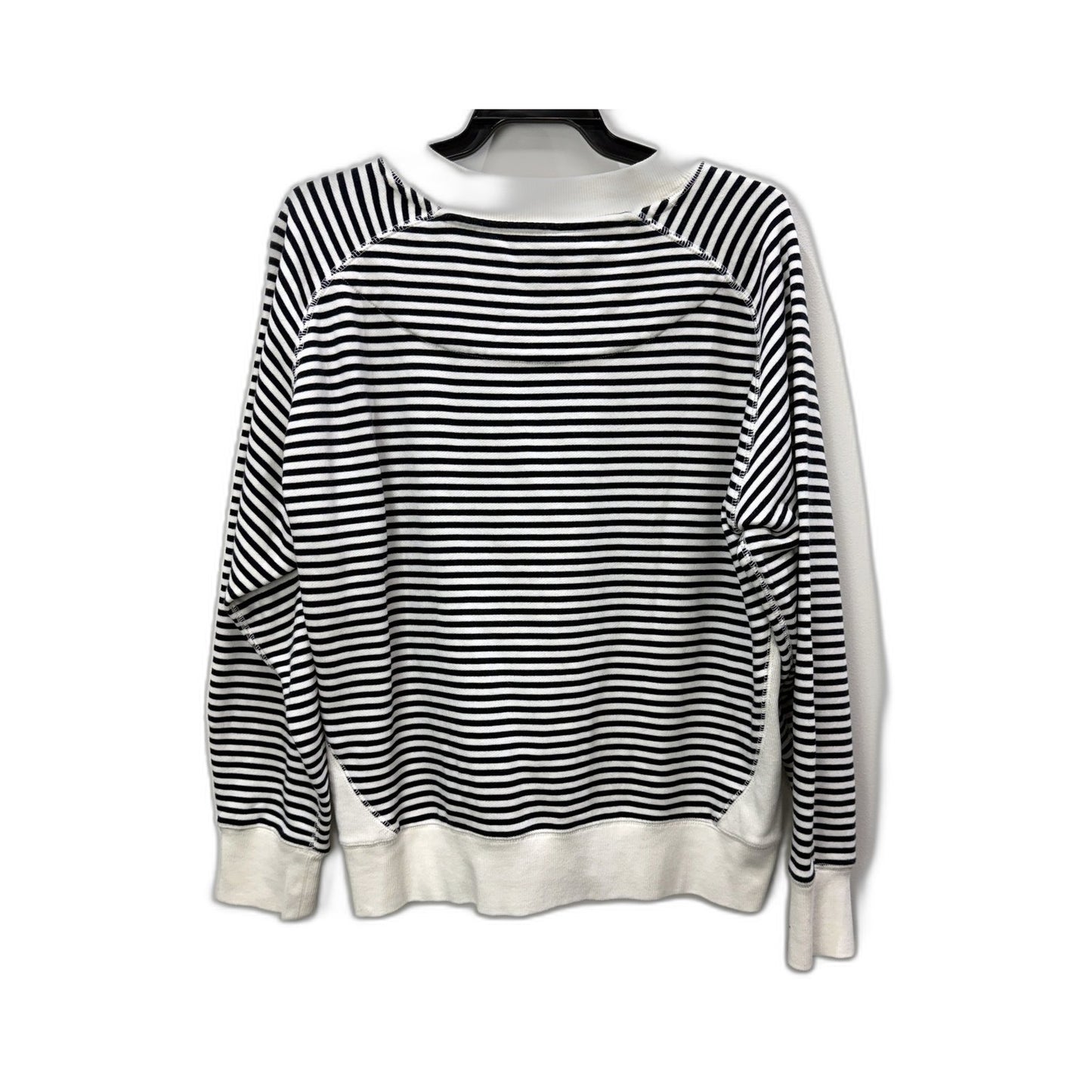 Country Road Womens Striped Pullover Sweatshirt Black and White Size L