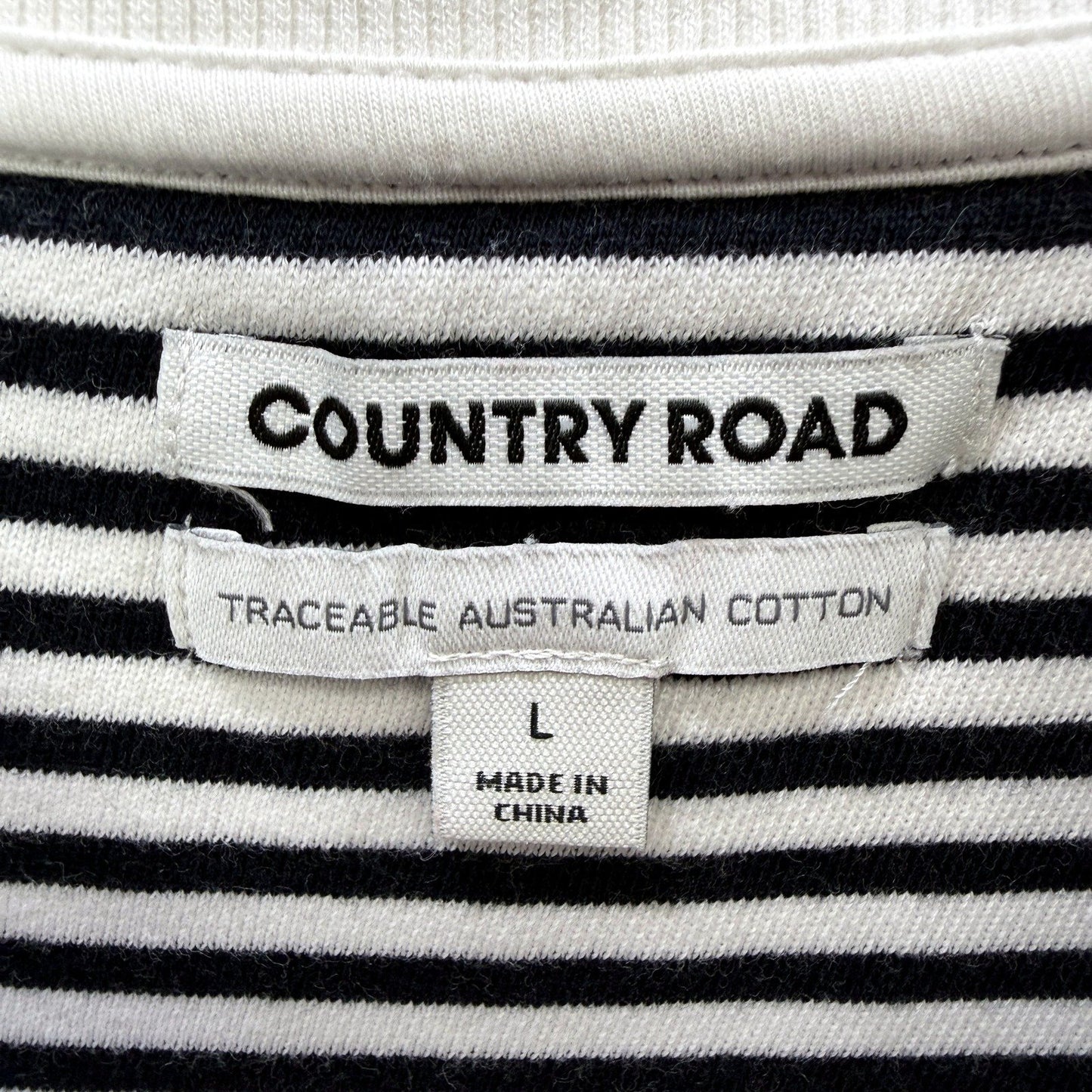 Country Road Womens Striped Pullover Sweatshirt Black and White Size L