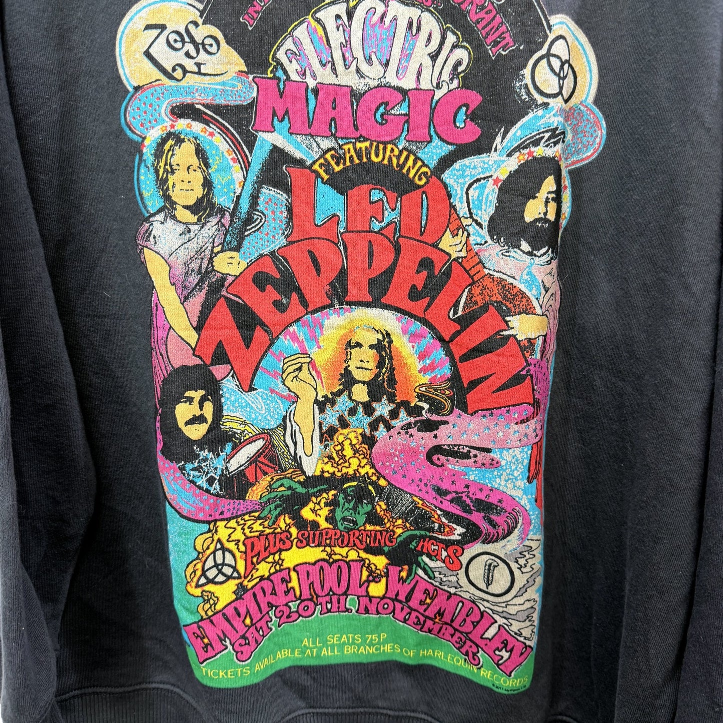 Led Zeppelin Womens Black Pullover Sweatshirt Vintage Rock Band Merch Size 14