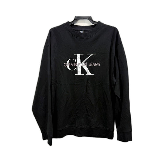 Calvin Klein Mens Pullover Sweatshirt - Comfortable Cotton Black Large