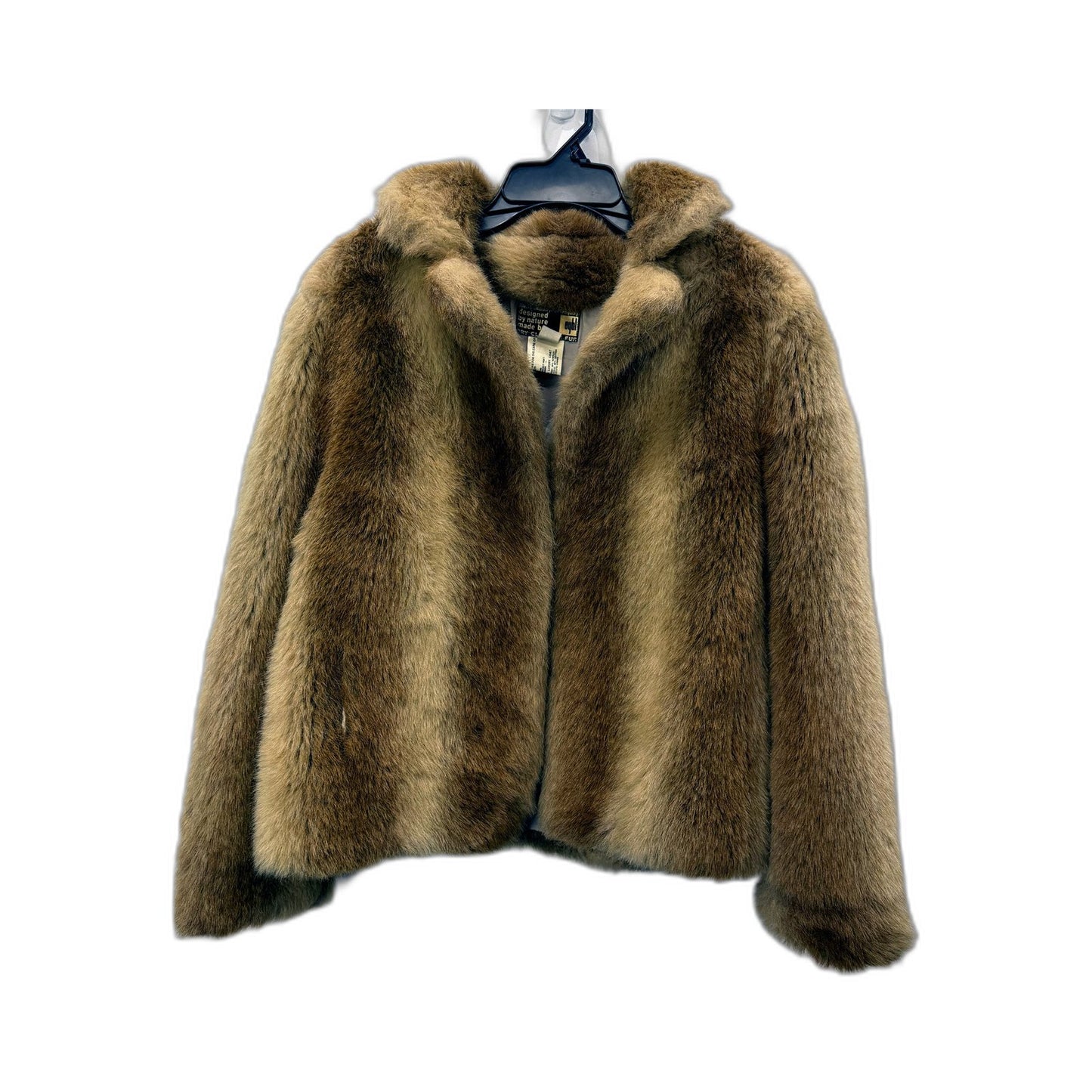 Eybl Womens Faux Fur Hooded Coat in Brown, Warm Outerwear Size 16