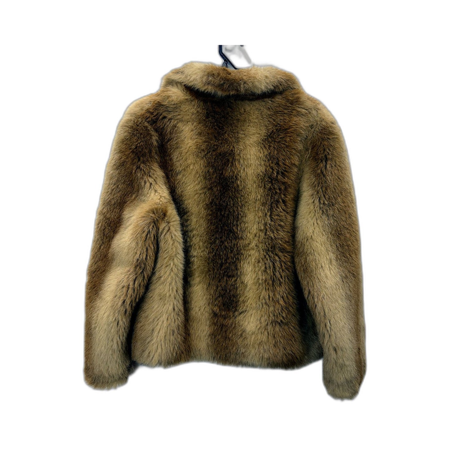 Eybl Womens Faux Fur Hooded Coat in Brown, Warm Outerwear Size 16