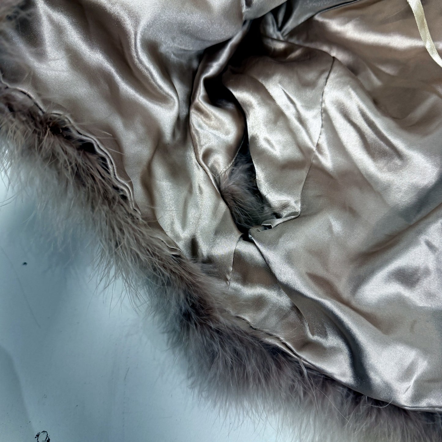 Monica Womens Ostrich Feather Shawl Sleeveless Wrap Light Bronze Size S
