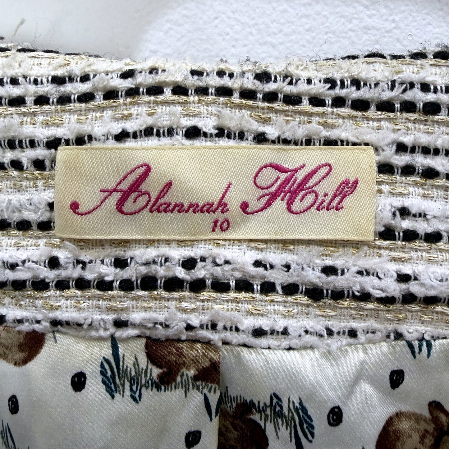 Alannah Hill Womens Tweed Jacket Multi Color Cotton Blend Size 10