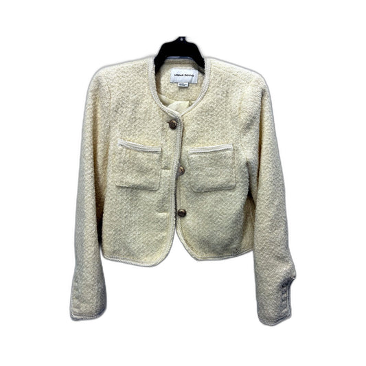 Urban Revivo Womens Cropped Cardigan Sweater in Cream, Size 8