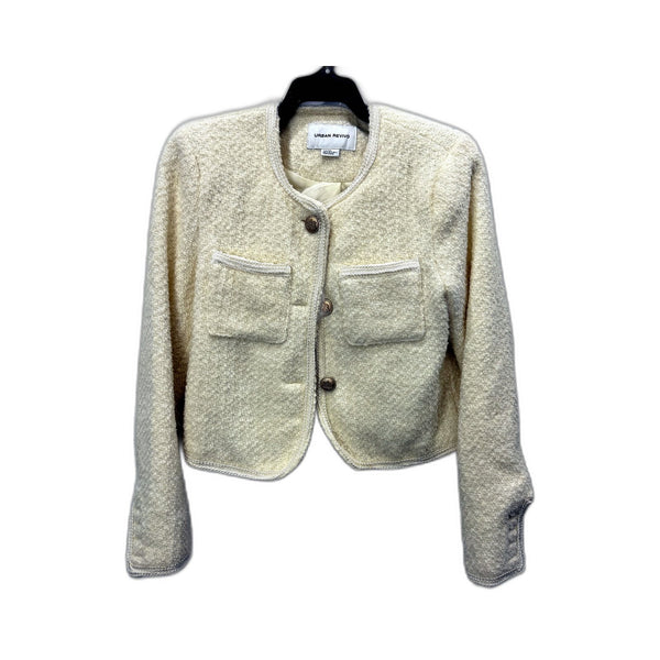 Urban Revivo Womens Cropped Cardigan Sweater in Cream, Size 8