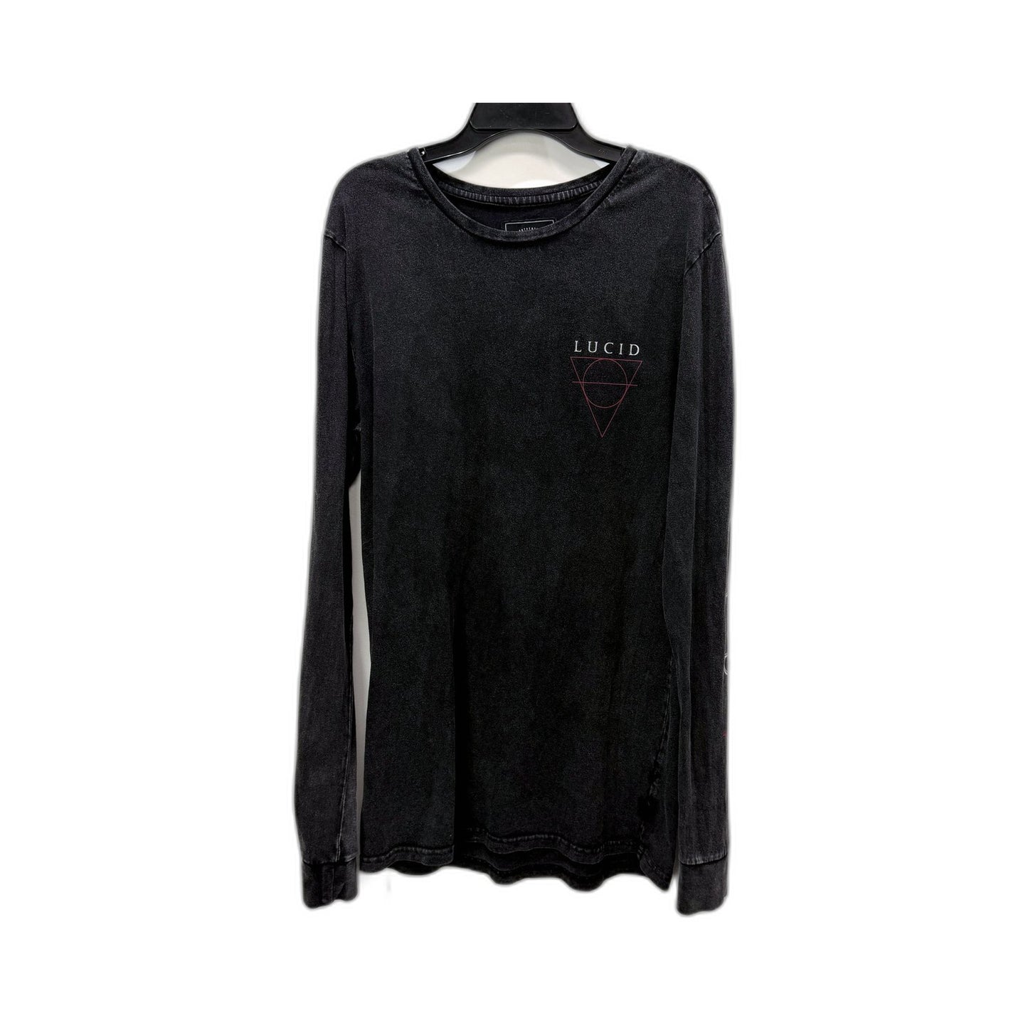 Lucid Mens Long Sleeve Graphic Tee Cotton Shirt in Black, Size S