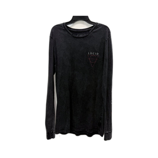 Lucid Mens Long Sleeve Graphic Tee Cotton Shirt in Black, Size S