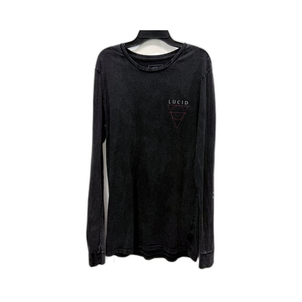 Lucid Mens Long Sleeve Graphic Tee Cotton Shirt in Black, Size S