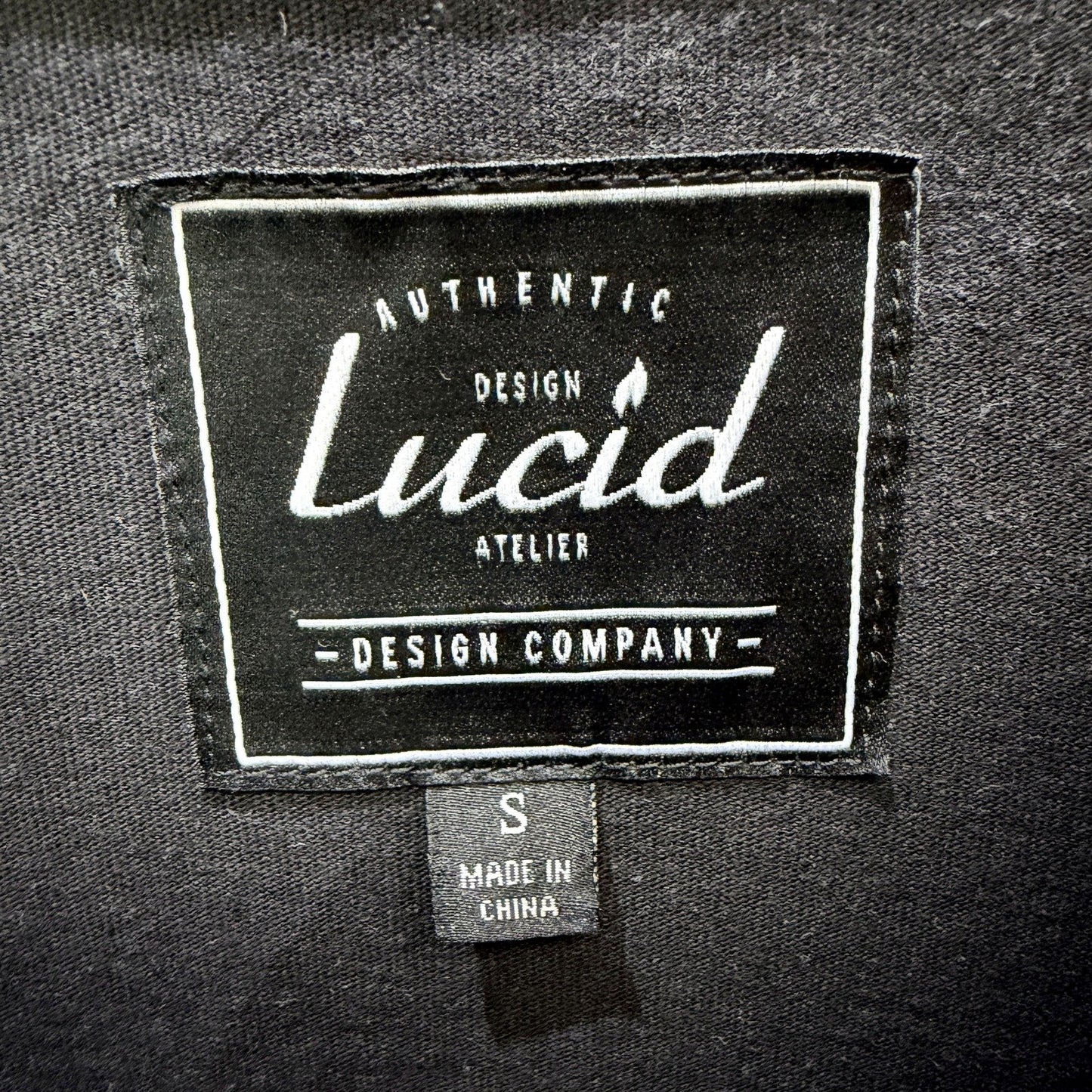 Lucid Mens Long Sleeve Graphic Tee Cotton Shirt in Black, Size S
