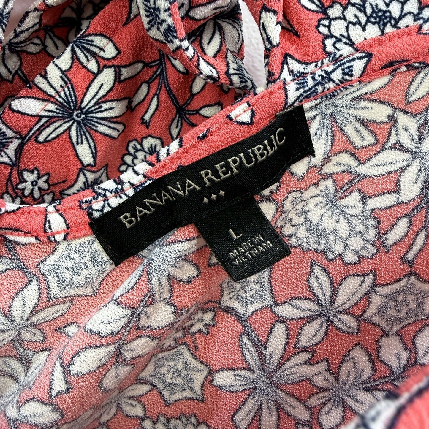 Banana Republic Womens Floral Print Blouse Loose Fit Short Sleeve Multi Color
