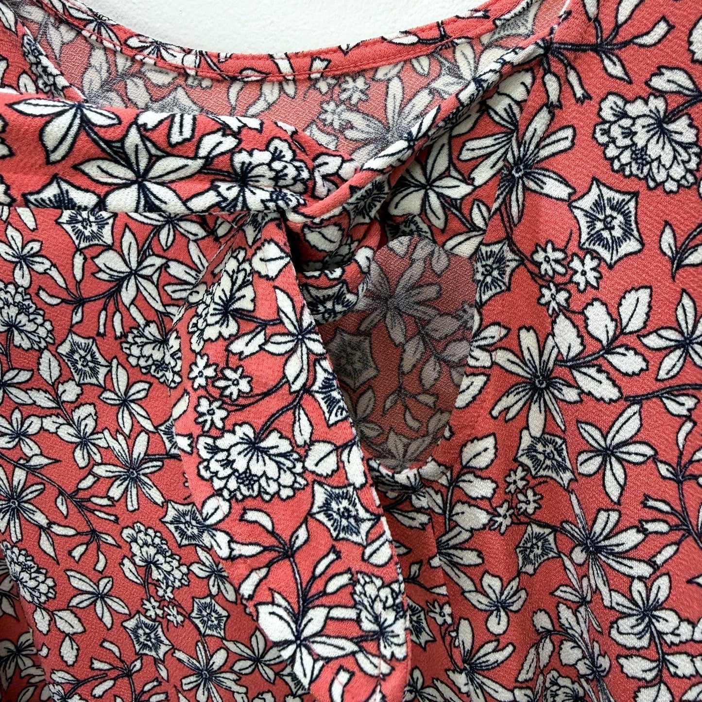 Banana Republic Womens Floral Print Blouse Loose Fit Short Sleeve Multi Color