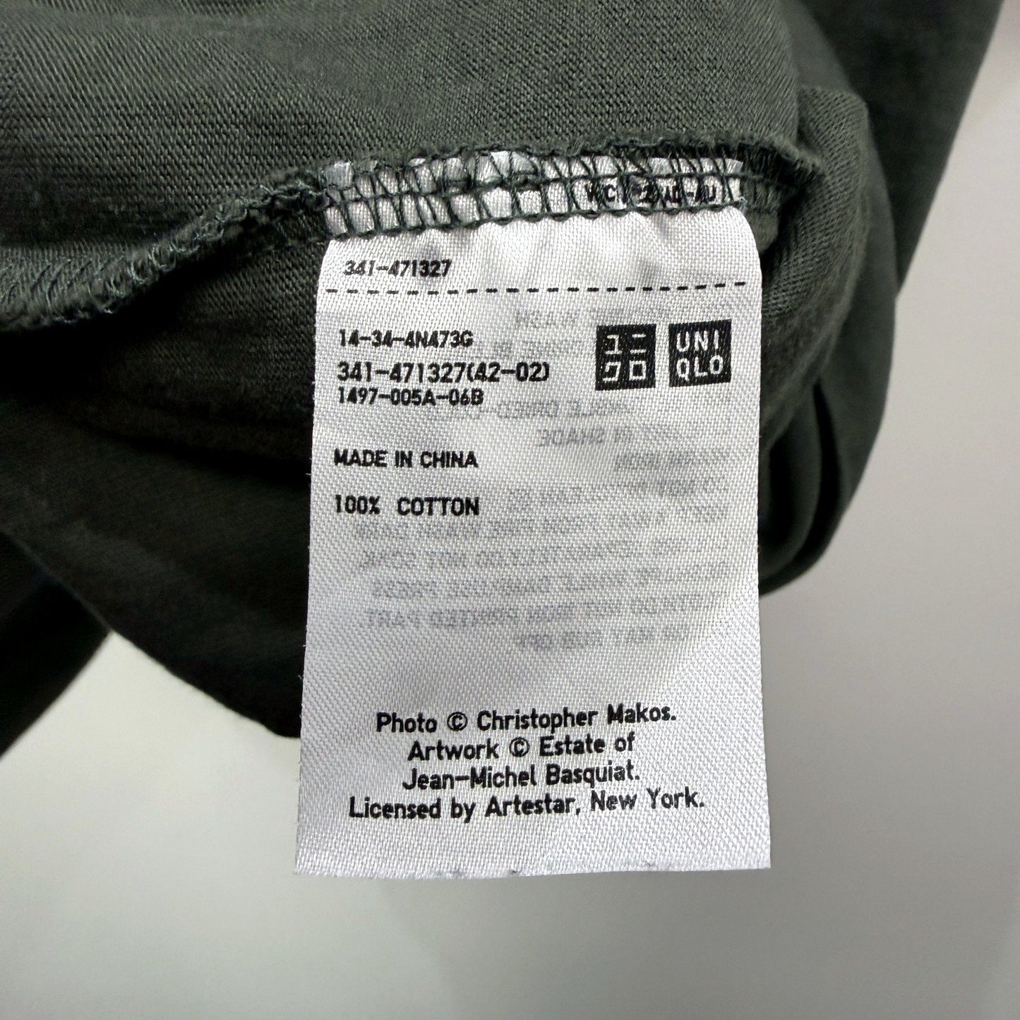 UNIQLO Mens 100% Cotton Graphic T-Shirt, Casual Wear, Dark Grey, Size L