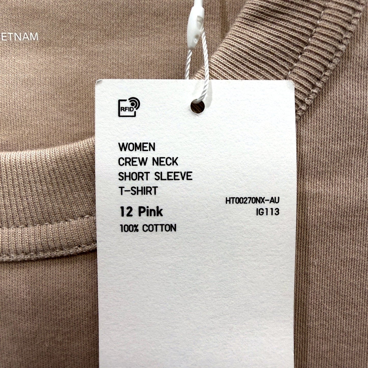 Uniqlo Womens Crew Neck Short Sleeve T-Shirt Basic Cotton Tee Pink Size L NEW