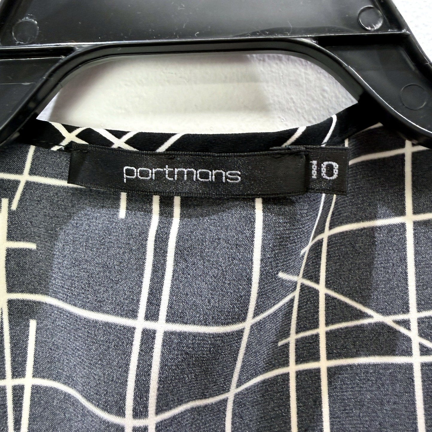 Portmans Womens Sleeveless Tank Shirt Black and White Grid Pattern Size 10