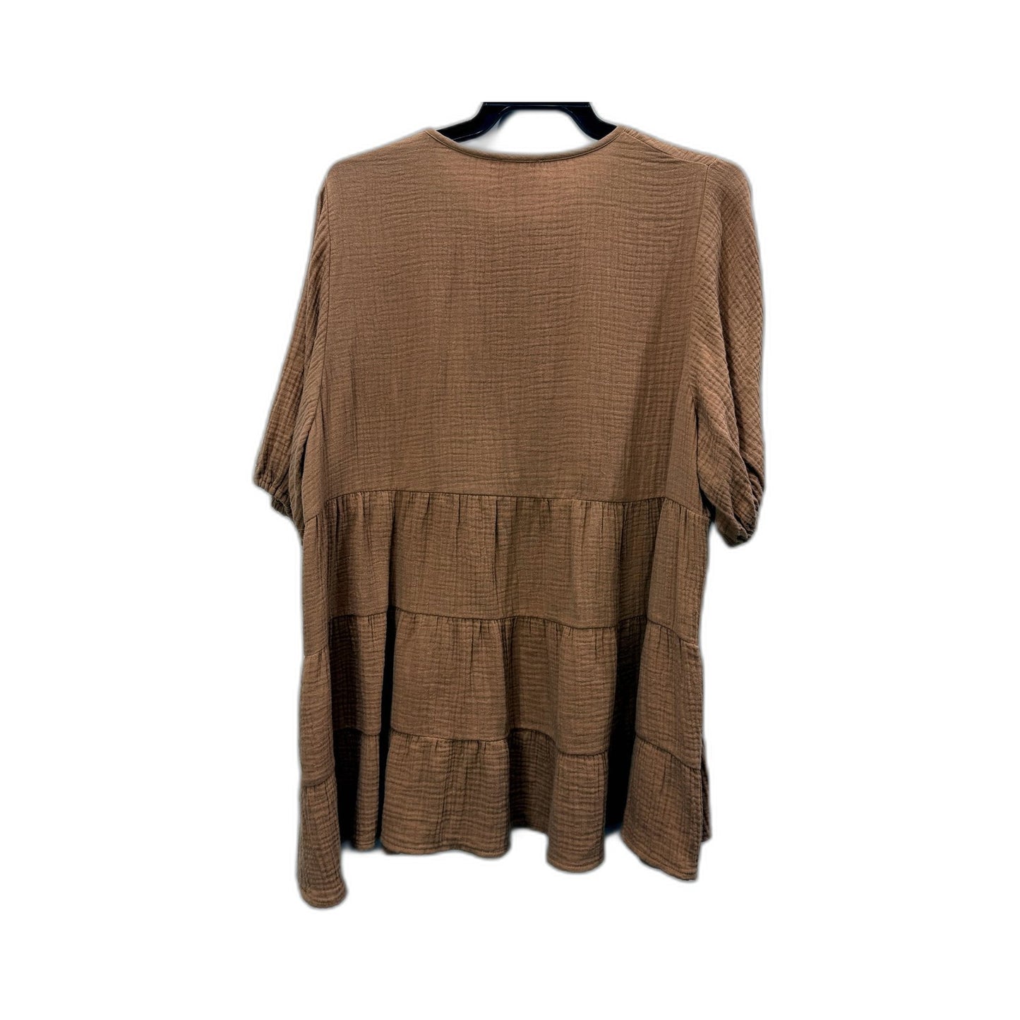 Seed Heritage Womens Tiered Ruffle Dress with Puff Sleeves Brown Size 10