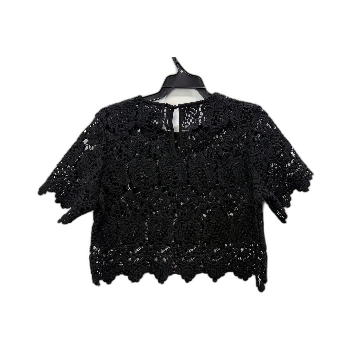 Girls on Film Womens Lace Crop Top Feminine Black Blouse Size 10