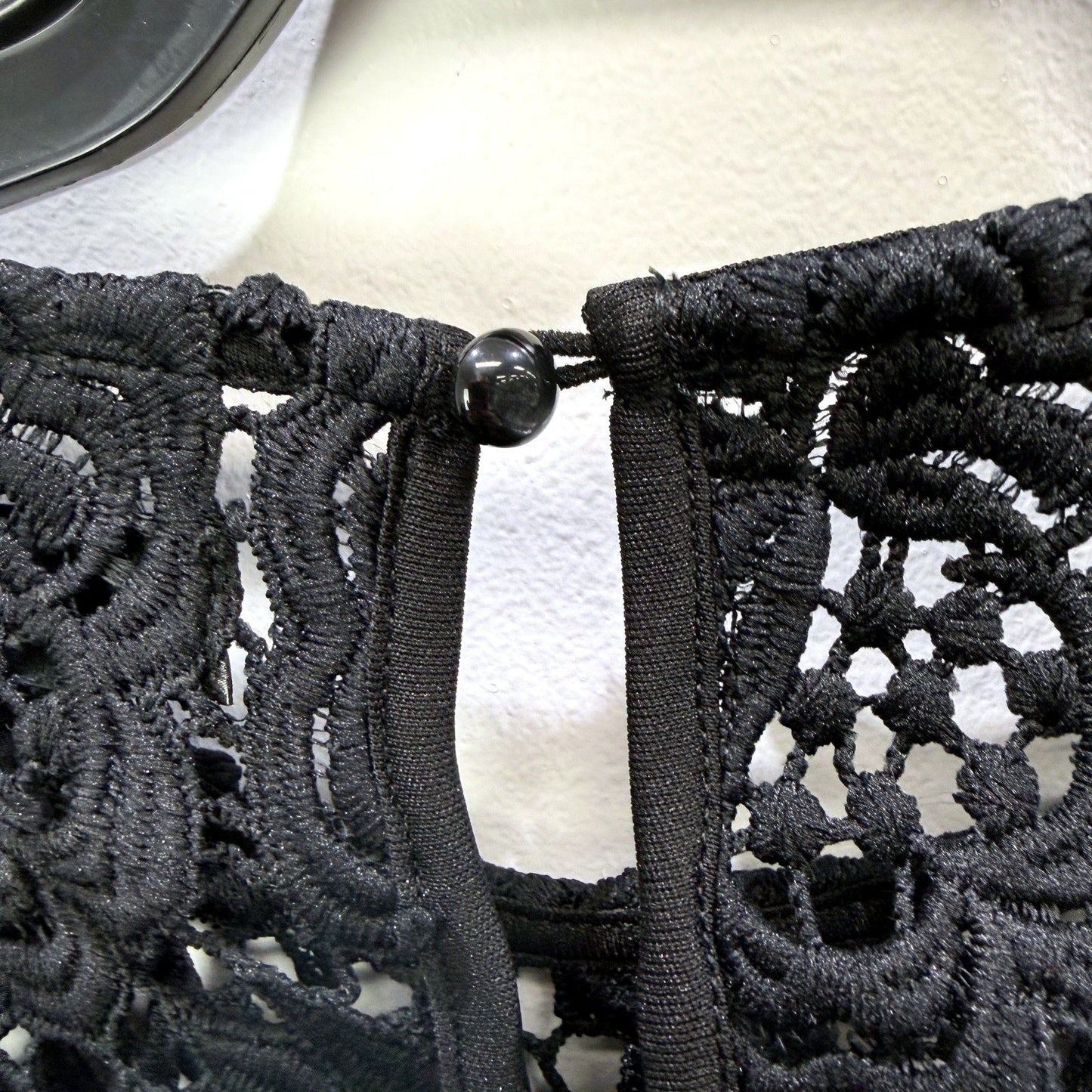 Girls on Film Womens Lace Crop Top Feminine Black Blouse Size 10