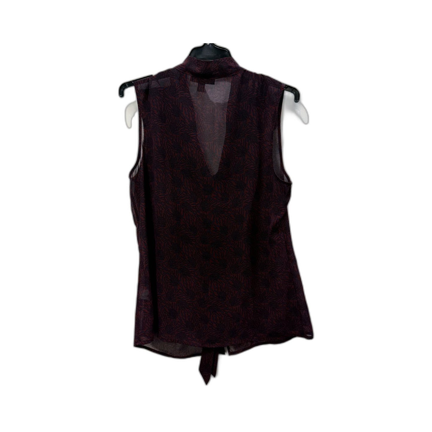 Banana Republic Womens Sleeveless Floral Print Button Down Blouse Burgundy/Navy