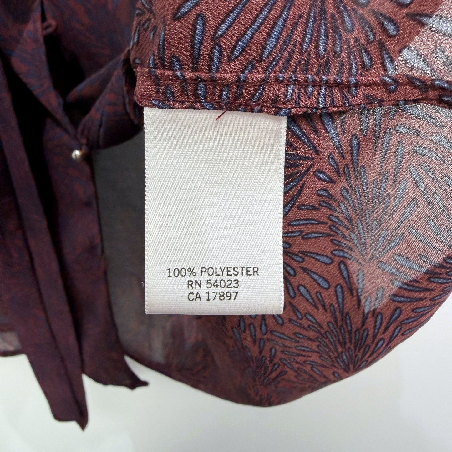 Banana Republic Womens Sleeveless Floral Print Button Down Blouse Burgundy/Navy
