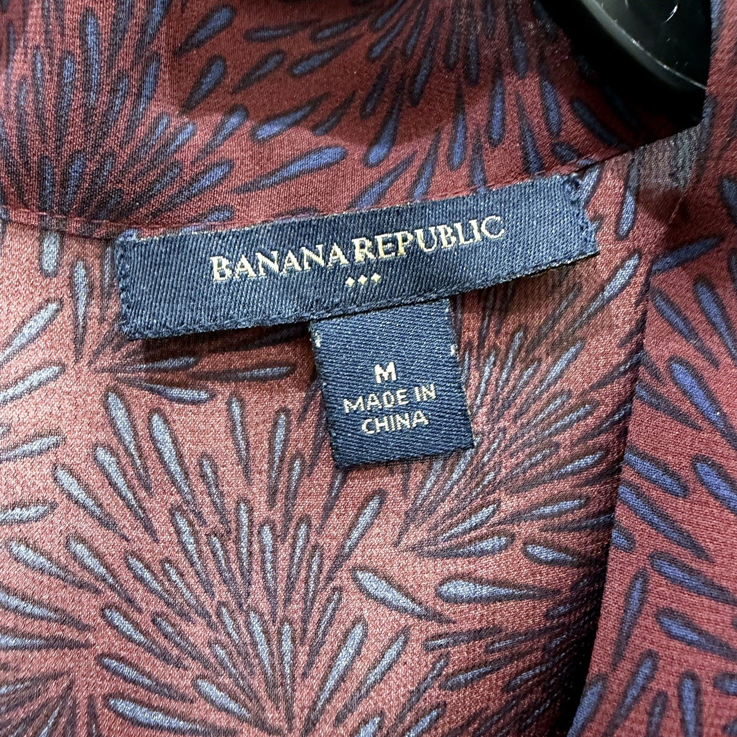 Banana Republic Womens Sleeveless Floral Print Button Down Blouse Burgundy/Navy