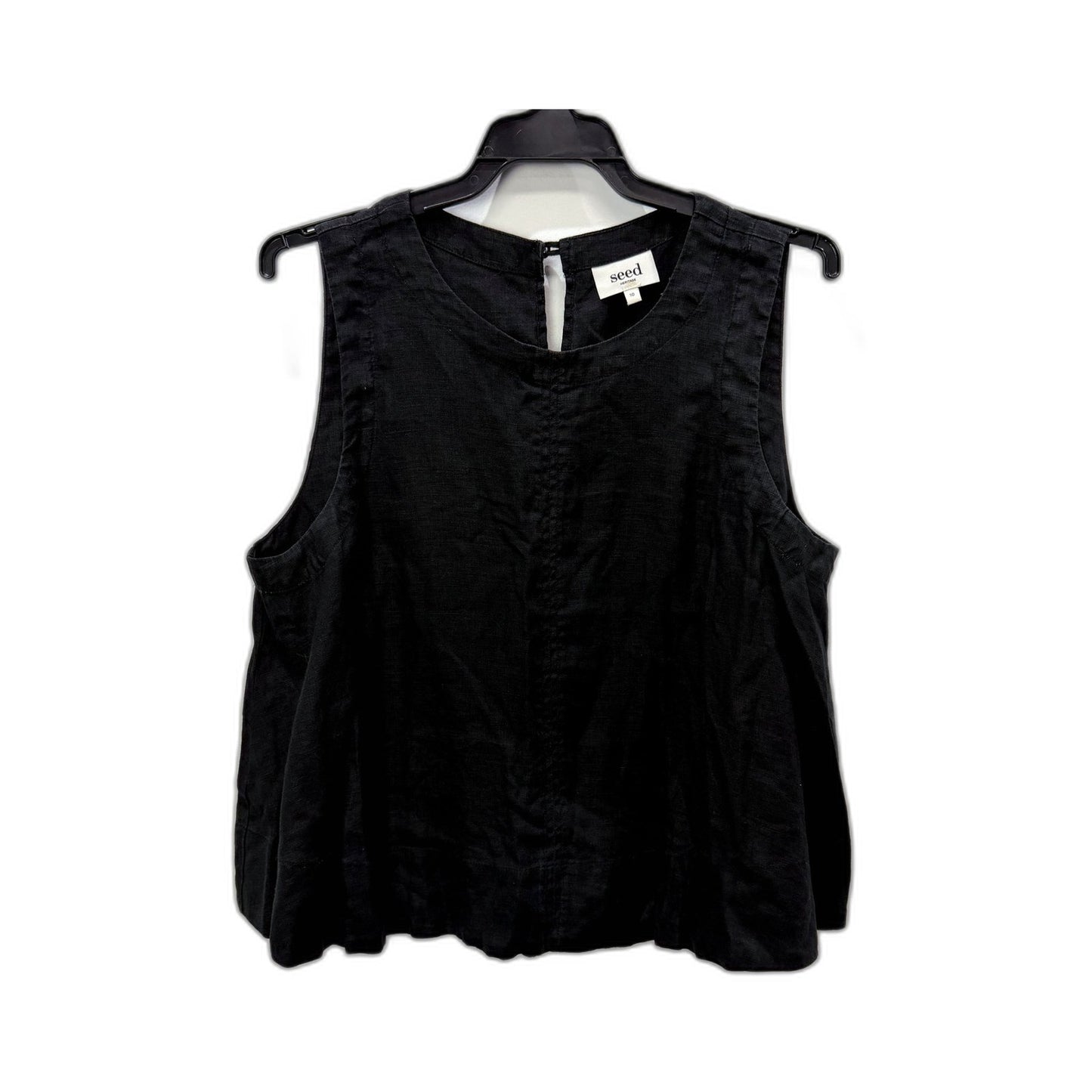 Seed Heritage Womens Sleeveless Linen Top in Black, Size 10