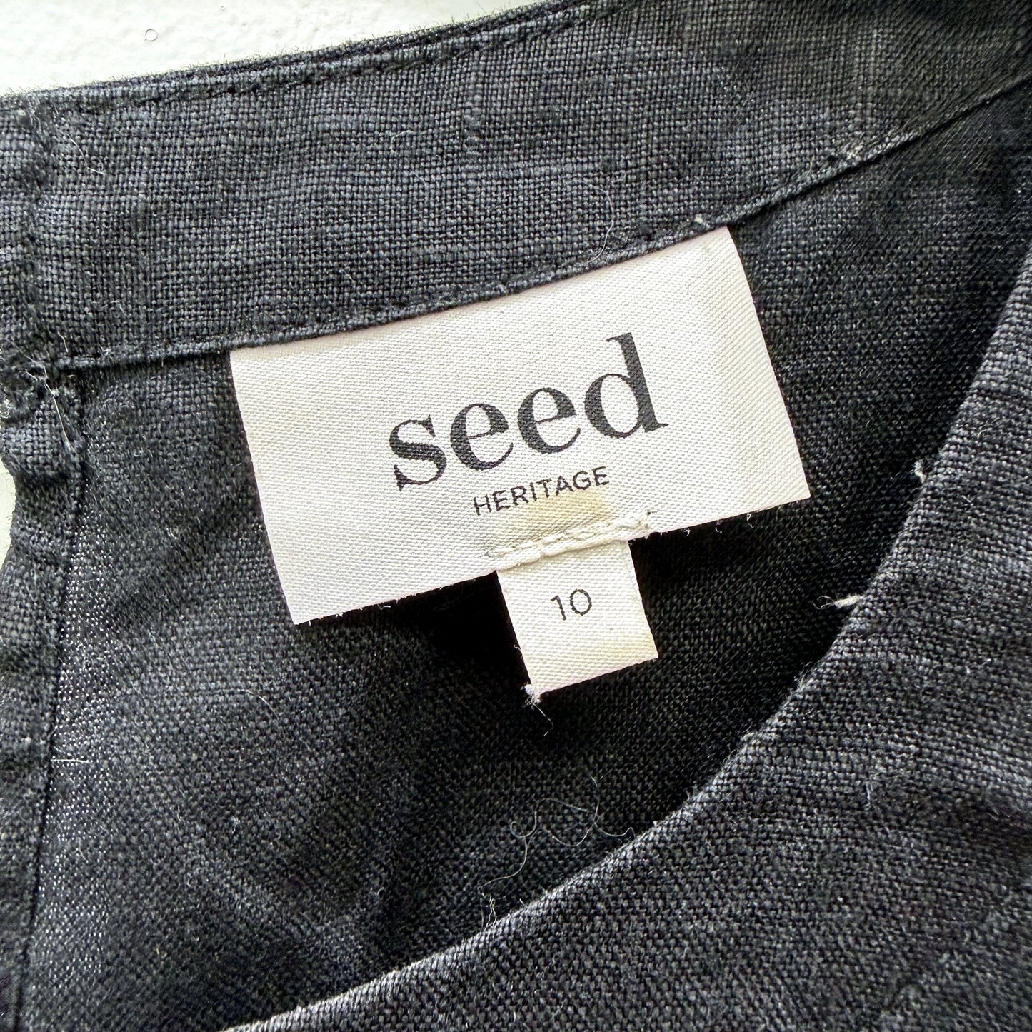 Seed Heritage Womens Sleeveless Linen Top in Black, Size 10