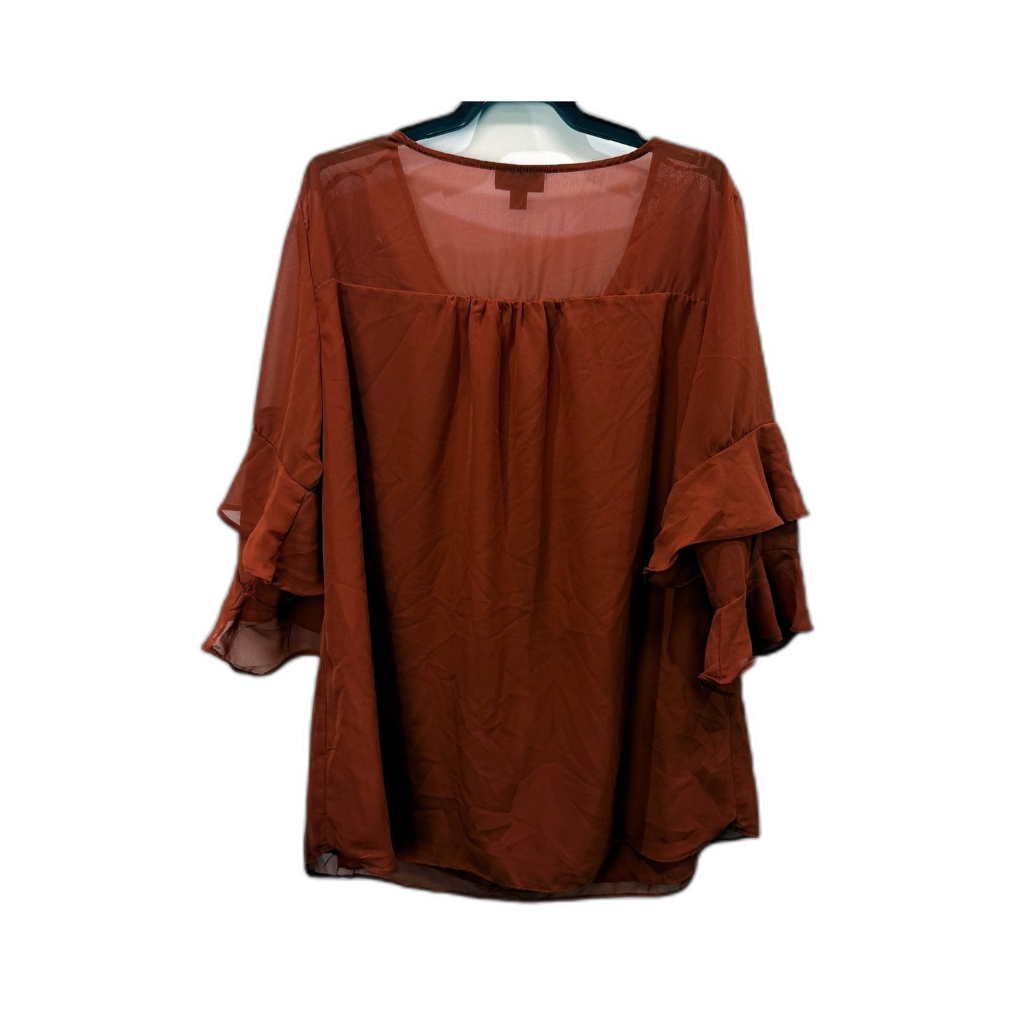 Autograph Womens Ruffle Sleeve Tie Front Blouse in Rust, Size 14