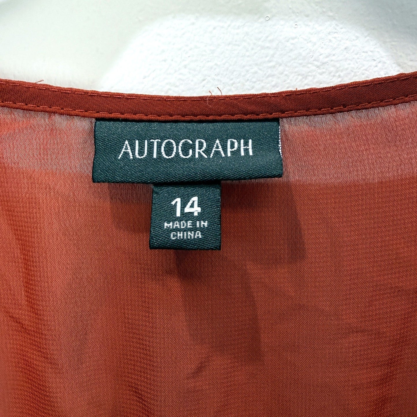 Autograph Womens Ruffle Sleeve Tie Front Blouse in Rust, Size 14