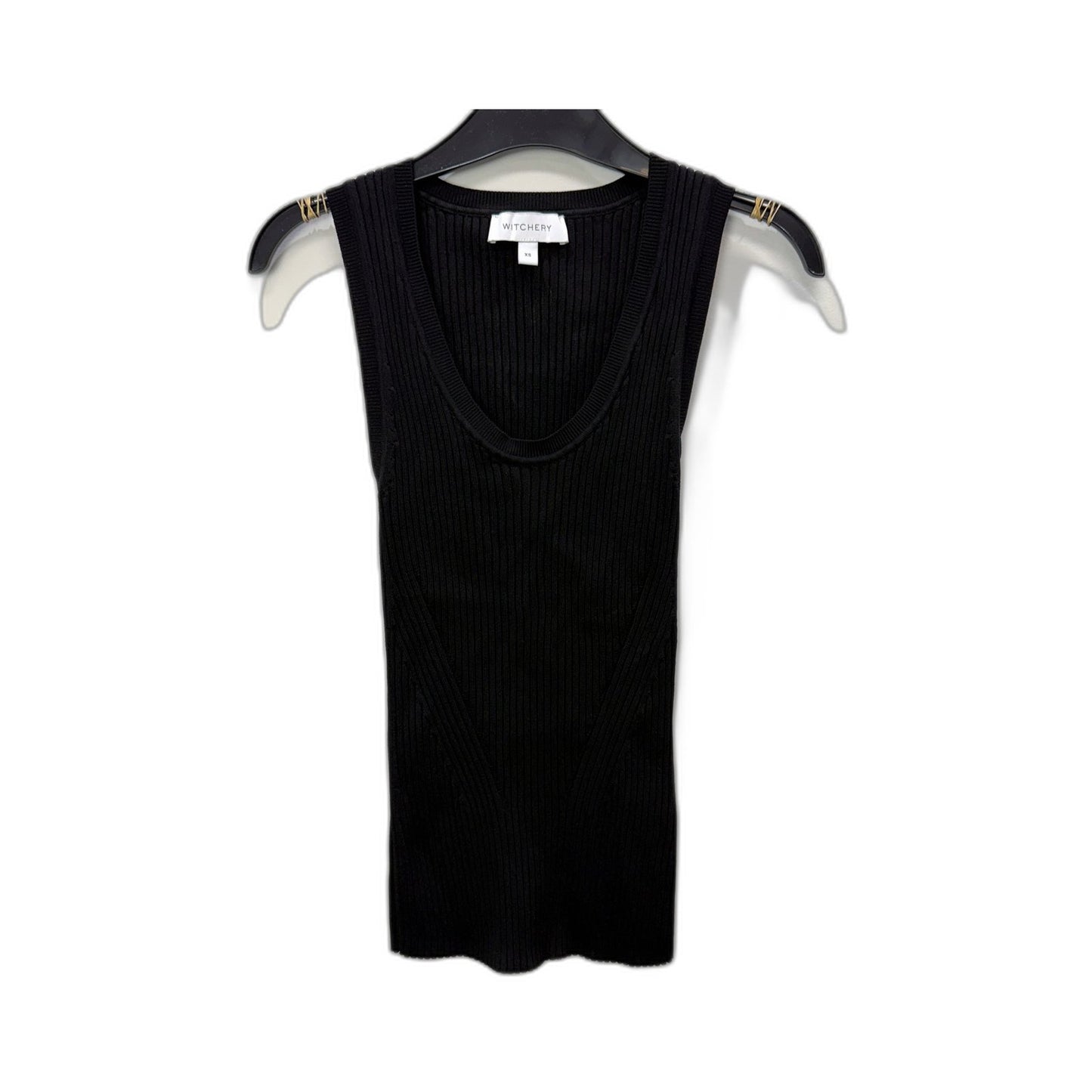 Witchery Womens Ribbed Knit Stretchy Tank Top in Black, XS Size