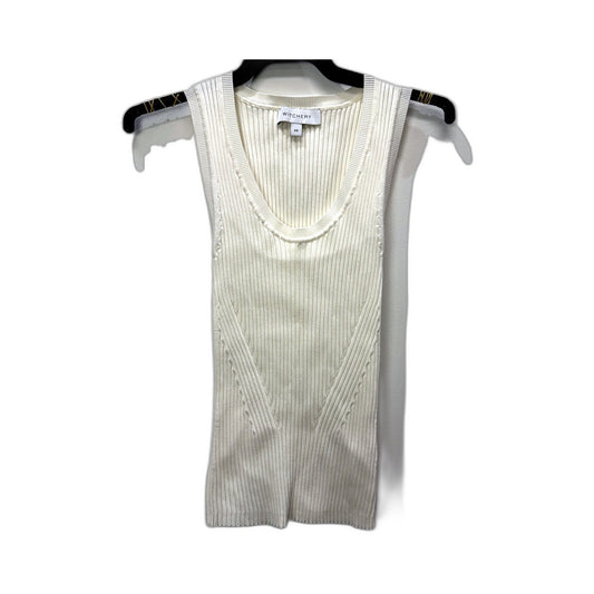 Witchery Womens Ribbed Knit Stretchy Tank Top Sleeveless Scoop Neck White Size