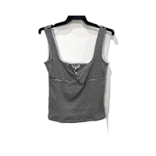 Piper Womens Striped Cropped Tank Top Black and White Sleeveless Size S