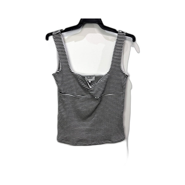 Piper Womens Striped Cropped Tank Top Black and White Sleeveless Size S