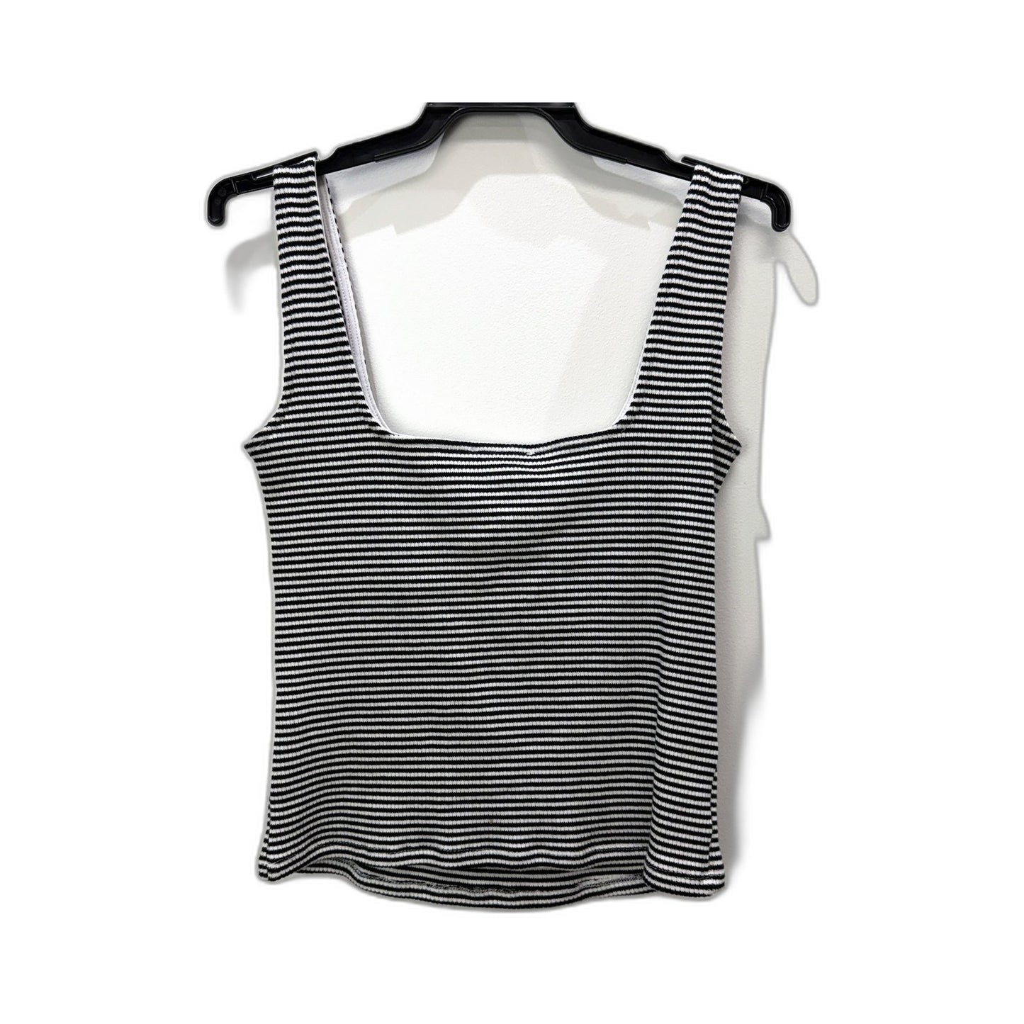 Piper Womens Striped Cropped Tank Top Black and White Sleeveless Size S