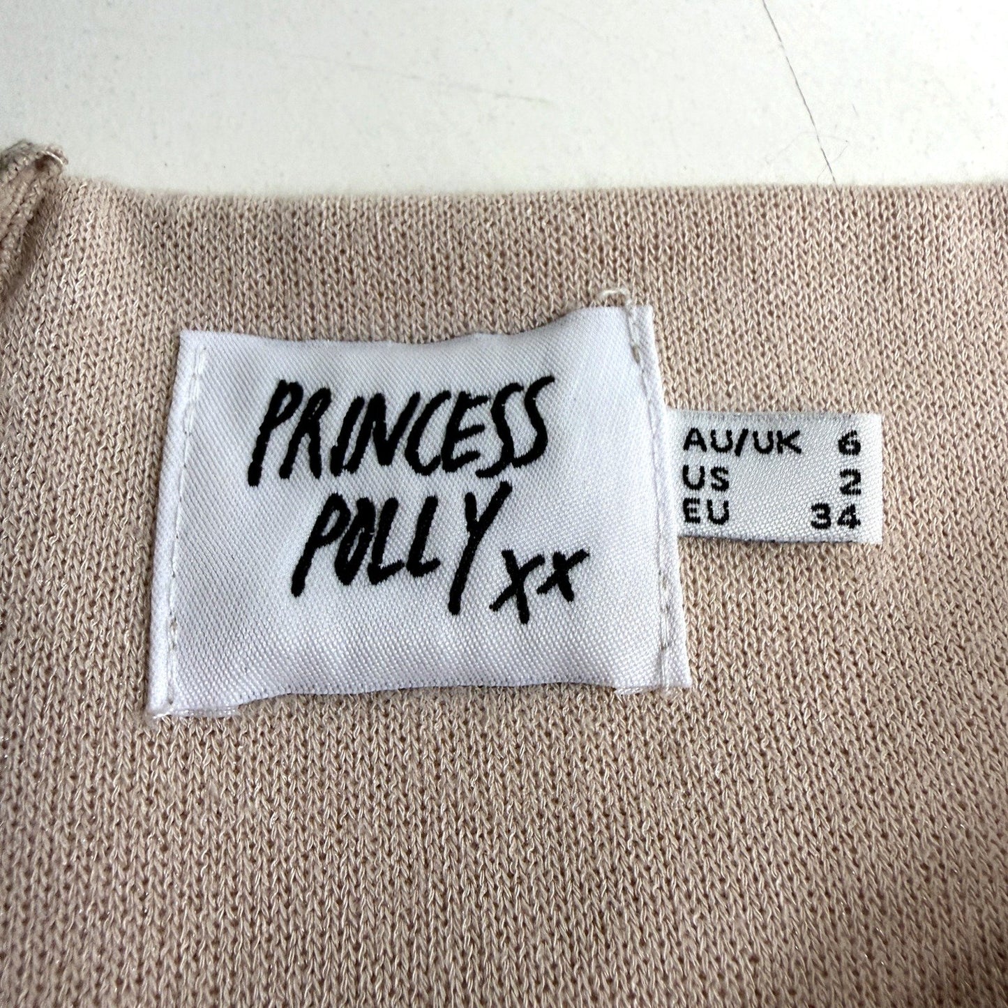Princess Polly Womens Cropped Tube Top with Single Shoulder Beige Size 6