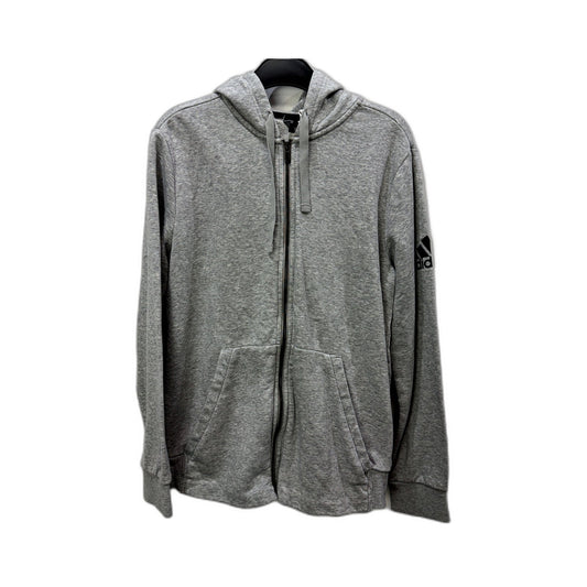 adidas Womens Gray Zipped Hoodie Pullover Sweatshirt in XL Size