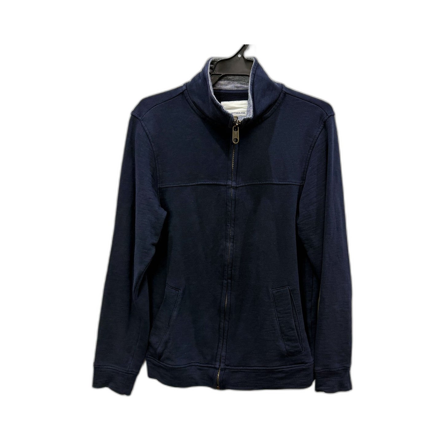 Tom Tailor Womens Navy Blue Zipped Cotton Sweatshirt for Petite Size S