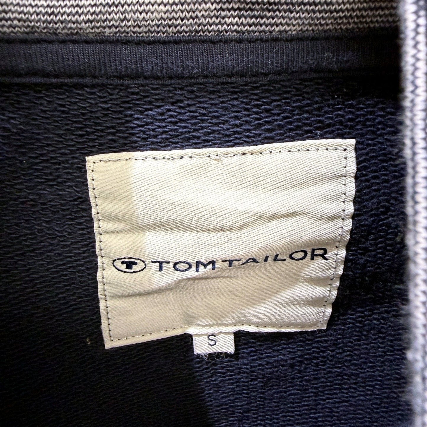 Tom Tailor Womens Navy Blue Zipped Cotton Sweatshirt for Petite Size S