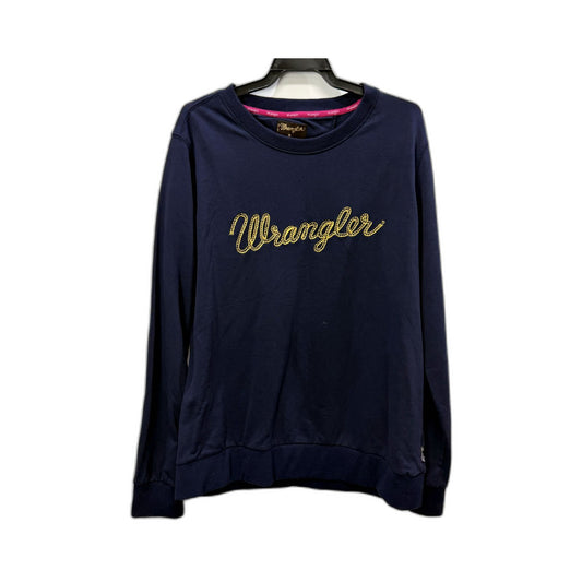 Wrangler Womens Navy Blue Pullover Sweatshirt Comfortable Cotton Blend Size L
