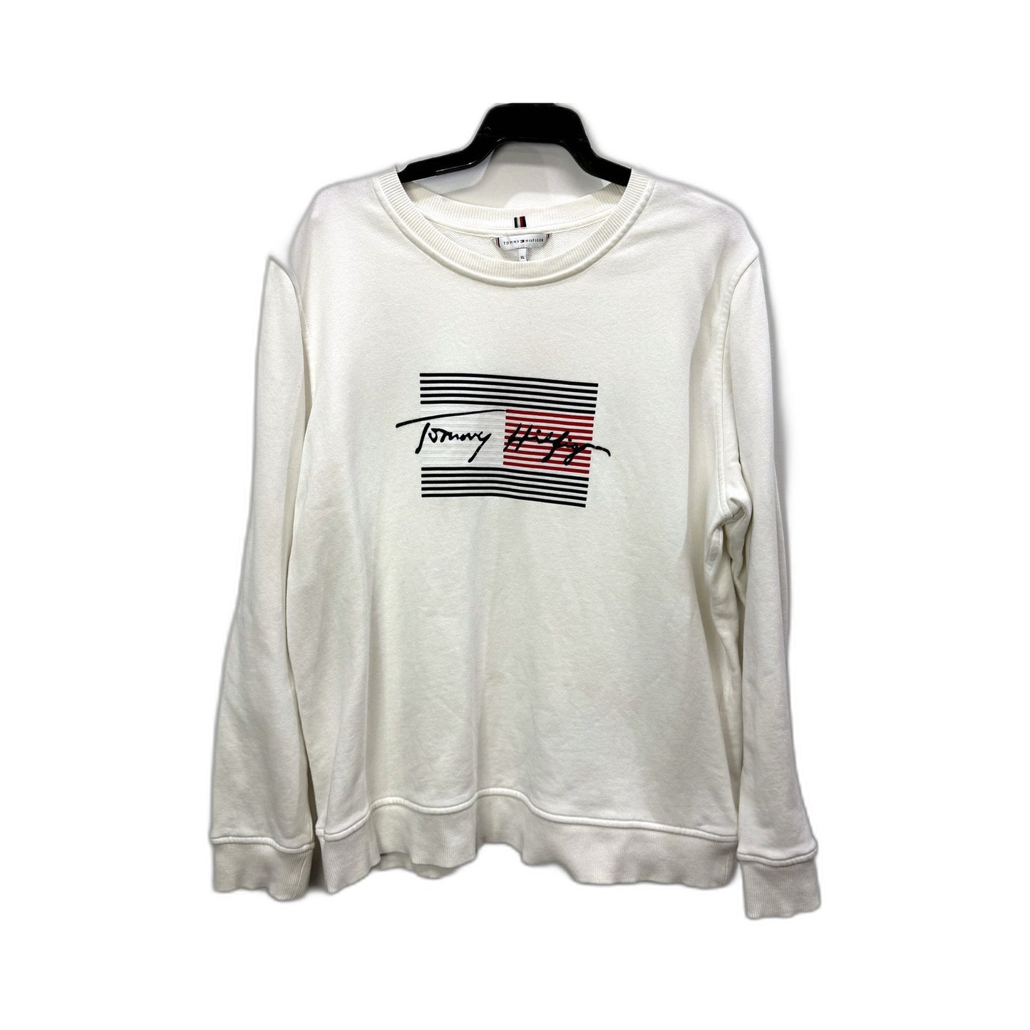 Tommy Hilfiger Womens Cotton Pullover Sweatshirt in White, XL Size