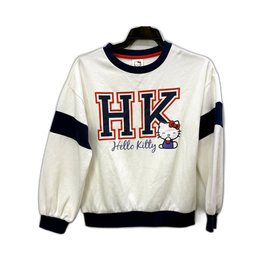 Hello Kitty Girls Pullover Sweatshirt White with Navy Blue Trim Size 10