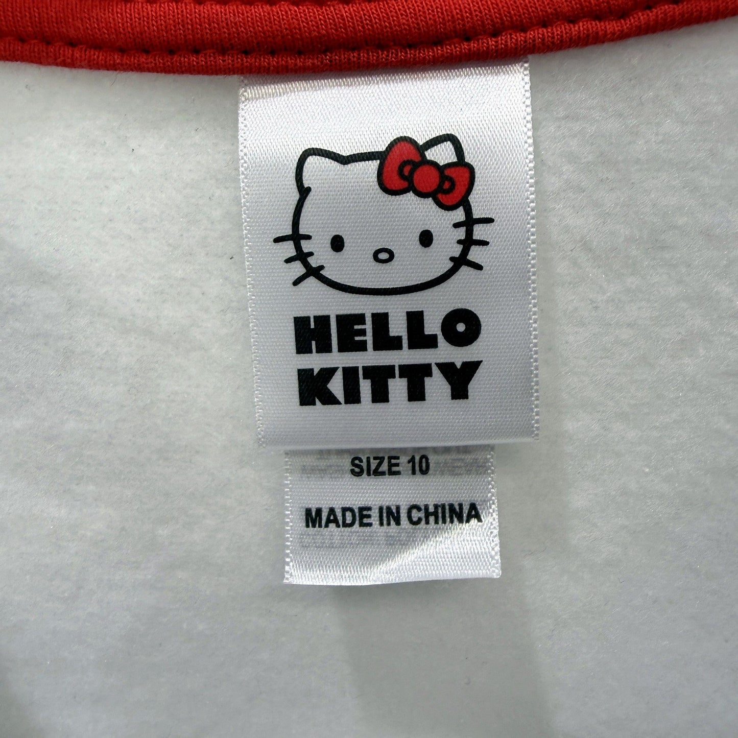 Hello Kitty Girls Pullover Sweatshirt White with Navy Blue Trim Size 10