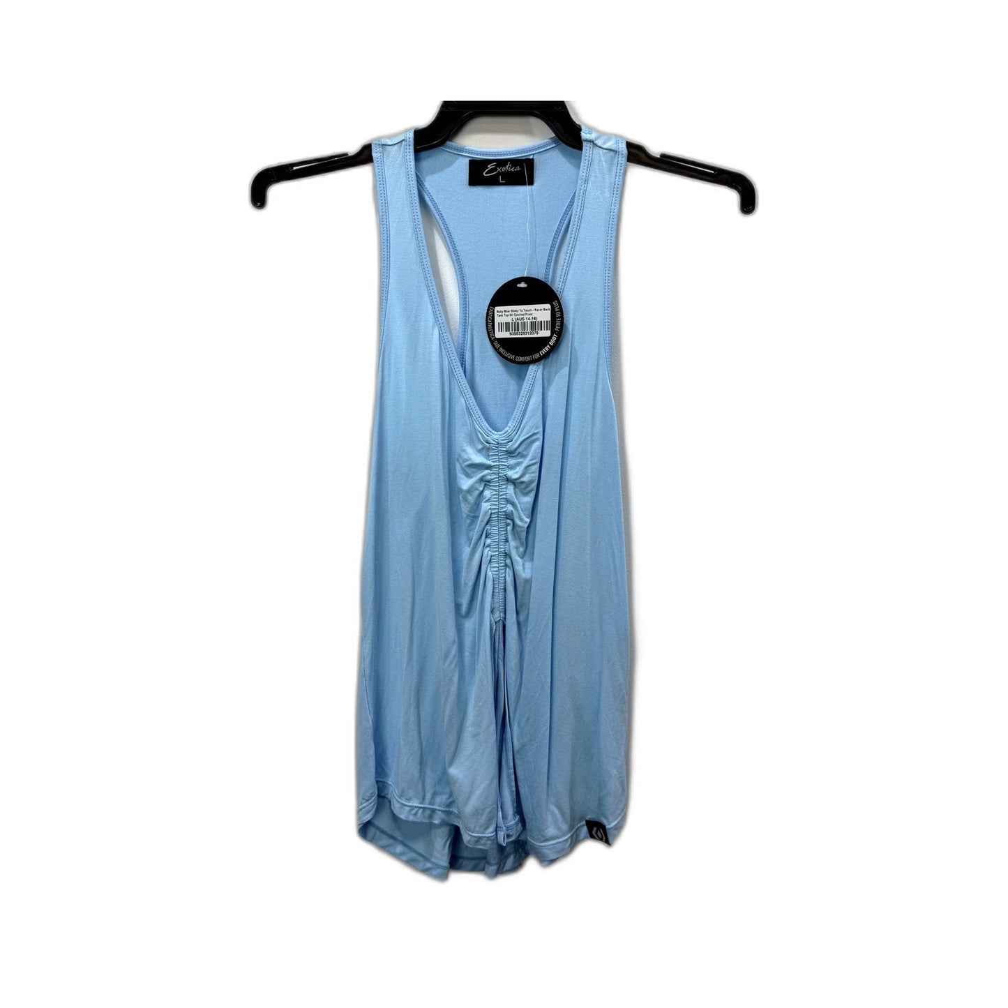 Exotica Womens Slinky Racer Back Tank Top Baby Blue Size L (AUS 14-16) NEW