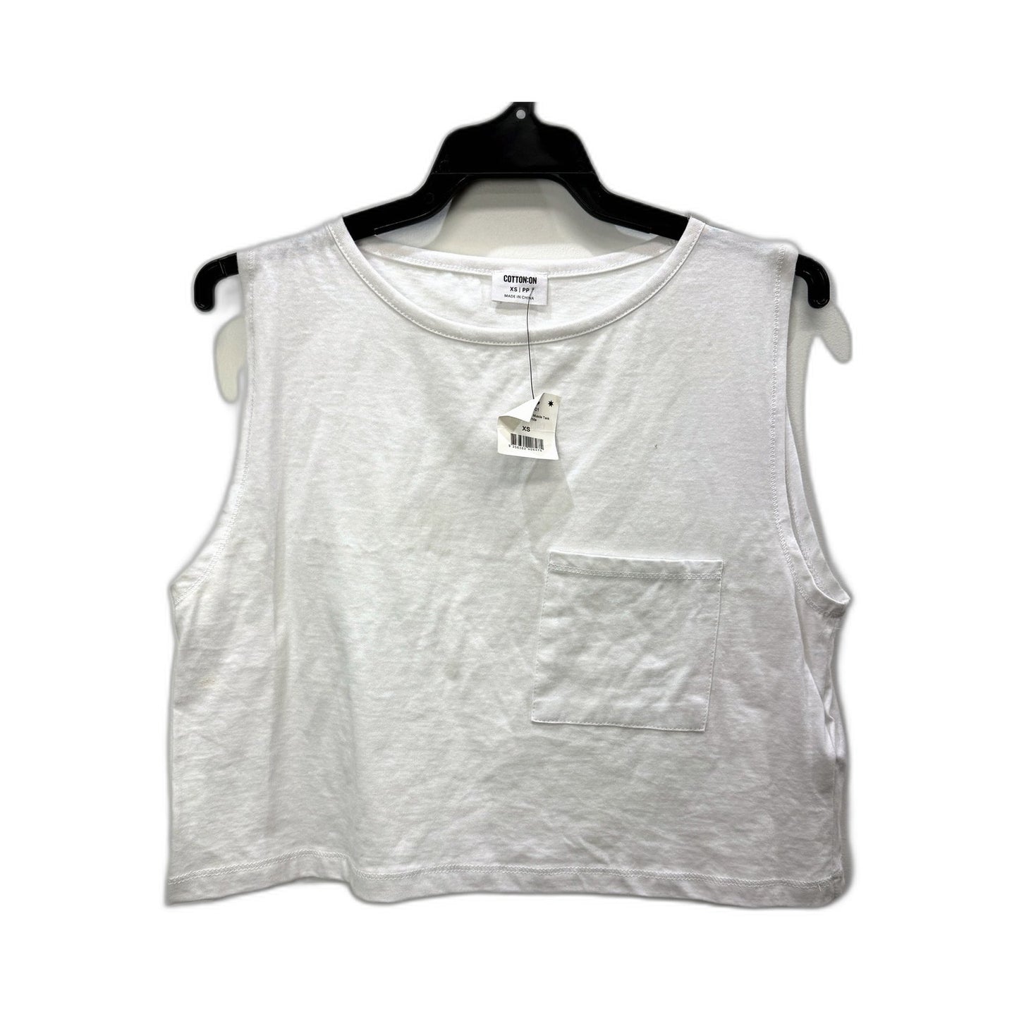 Cotton-on Womens Boyfriend Chop Muscle Tank White Sleeveless Crop Top Size NEW