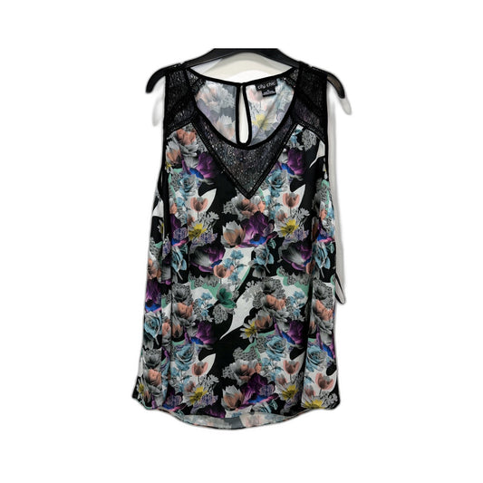 City Chic Womens Floral Print Sleeveless Tank Top in Multi Color Sz XL