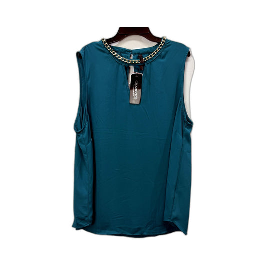 Crossroads Womens Midnight Garden Bright Teal Tank Top Size 18 NEW